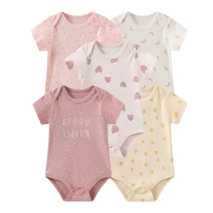 5pcs Summer Short Sleeve Babyl Bodysuits